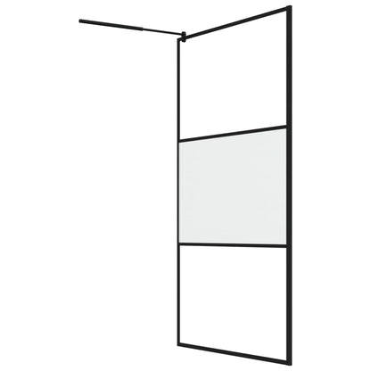 Walk-in Shower Wall 115x195 cm Half Frosted ESG Glass Black - Bend