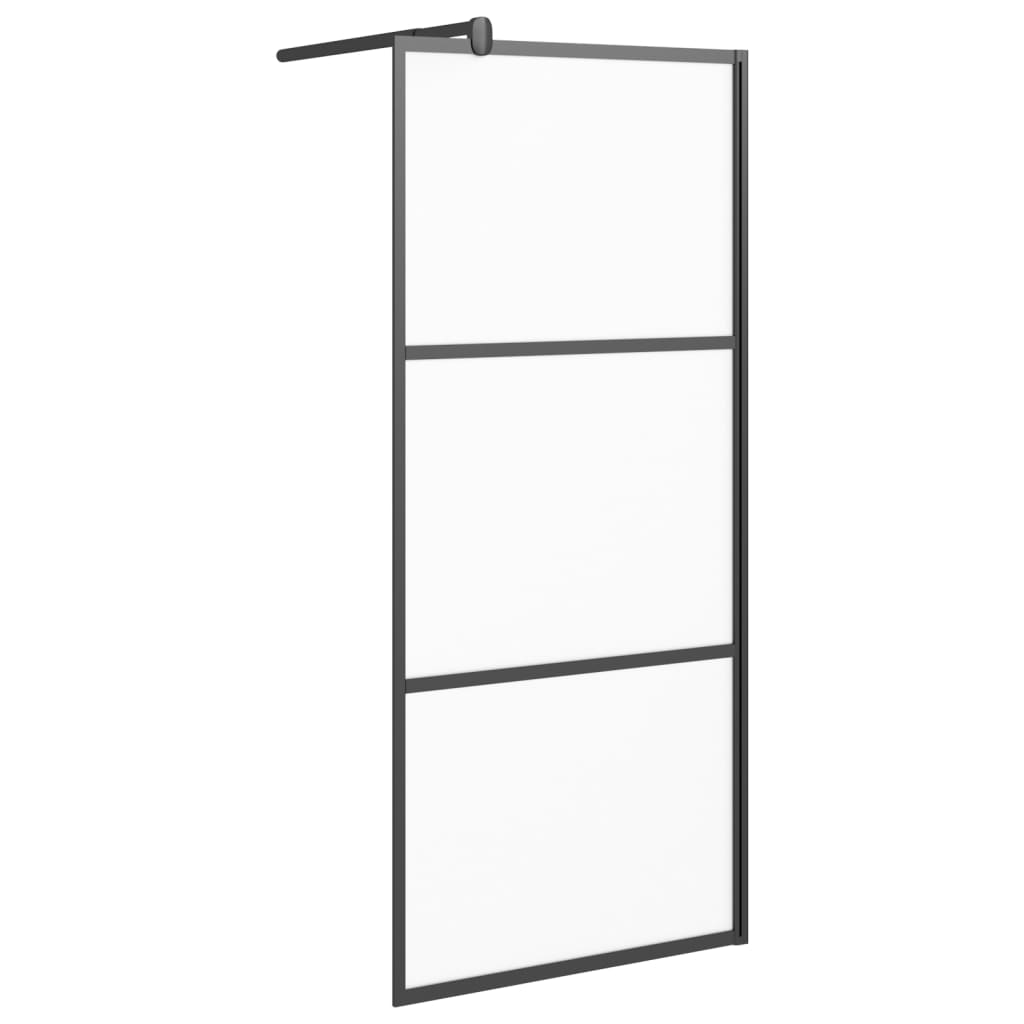 Modern Walk-in Shower Wall 80x195 cm Frosted ESG Glass Black