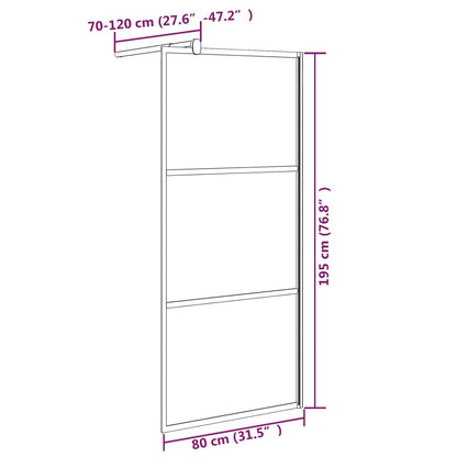 Modern Walk-in Shower Wall 80x195 cm Frosted ESG Glass Black