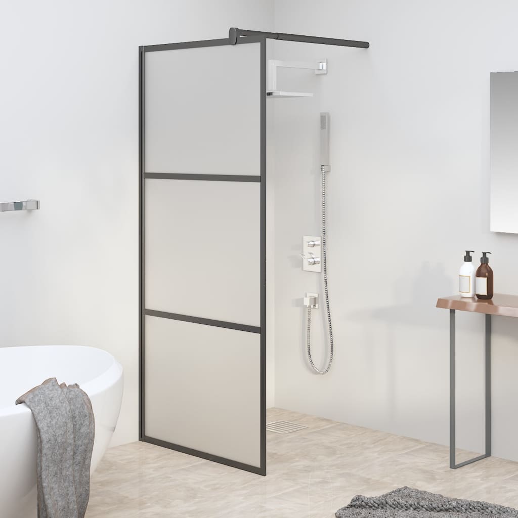 Modern Walk-in Shower Wall 80x195 cm Frosted ESG Glass Black