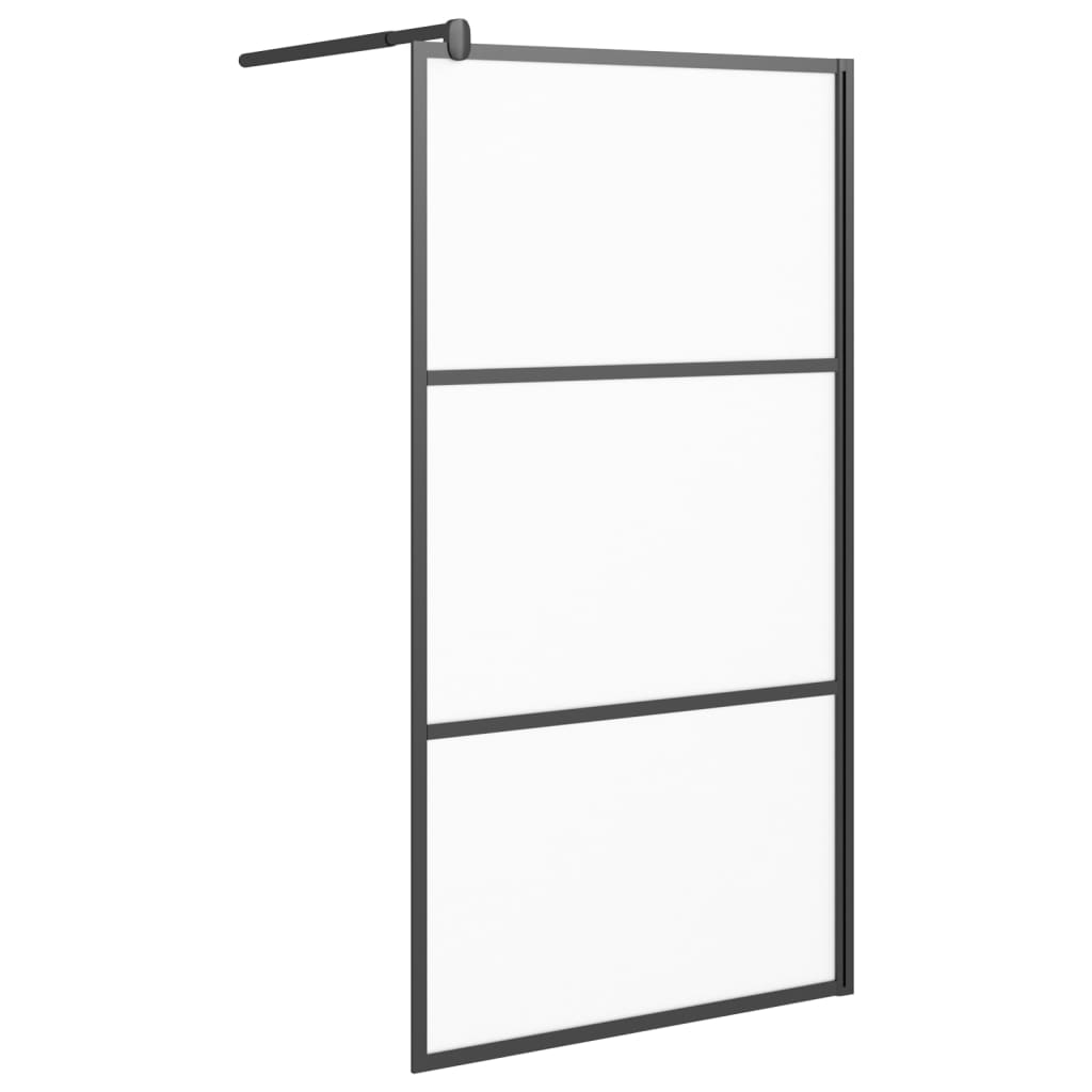 Walk-in Shower Wall 100x195 cm Frosted ESG Glass Black - Bend