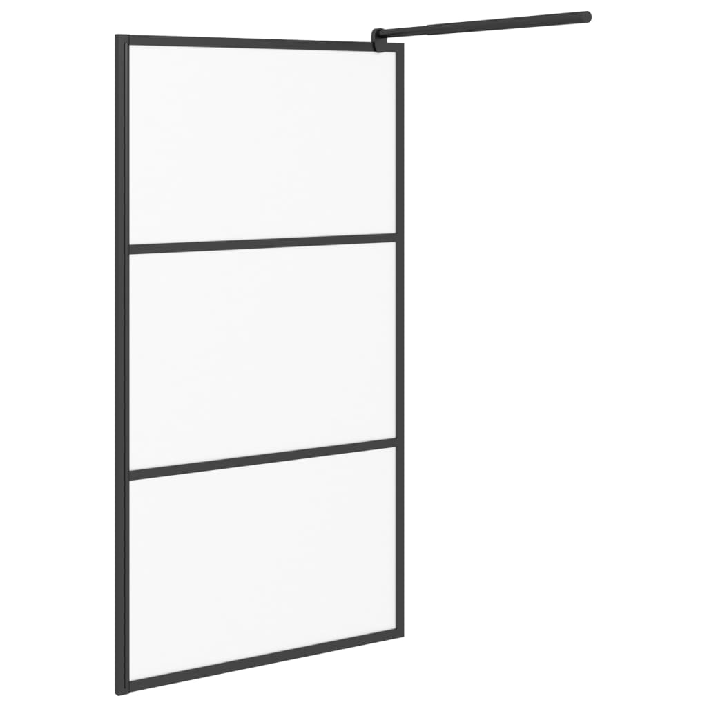 Walk-in Shower Wall 100x195 cm Frosted ESG Glass Black - Bend