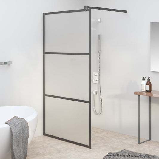 Walk-in Shower Wall 100x195 cm Frosted ESG Glass Black - Bend