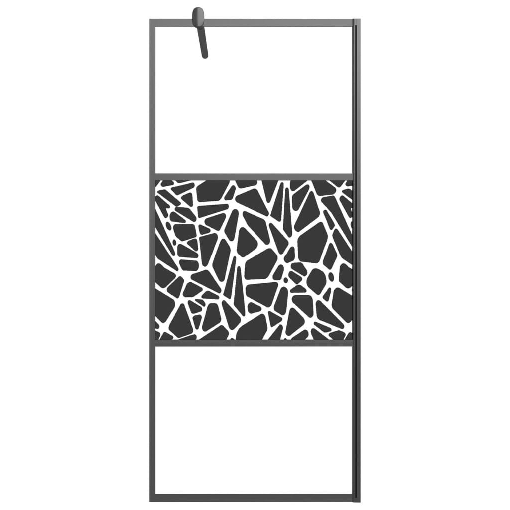 Walk-in Shower Wall 80x195cm ESG Glass with Stone Design Black - Bend