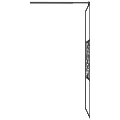 Walk-in Shower Wall 80x195cm ESG Glass with Stone Design Black - Bend