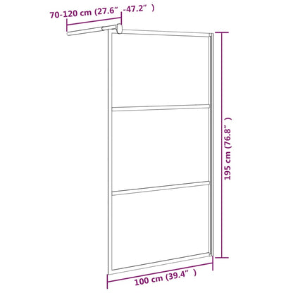 Walk-in Shower Wall 100x195cm ESG Glass with Stone Design Black