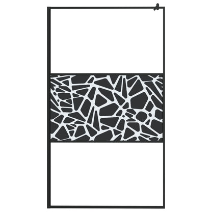 Stylish Walk-in Shower Wall 115x195cm ESG Glass Black Stone Design