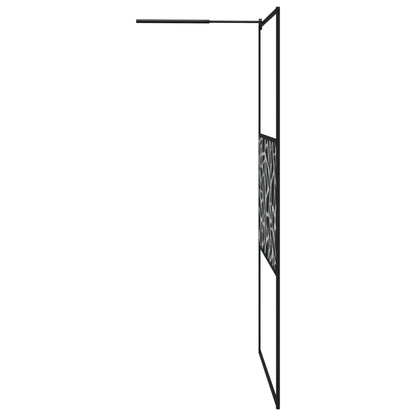 Stylish Walk-in Shower Wall 115x195cm ESG Glass Black Stone Design