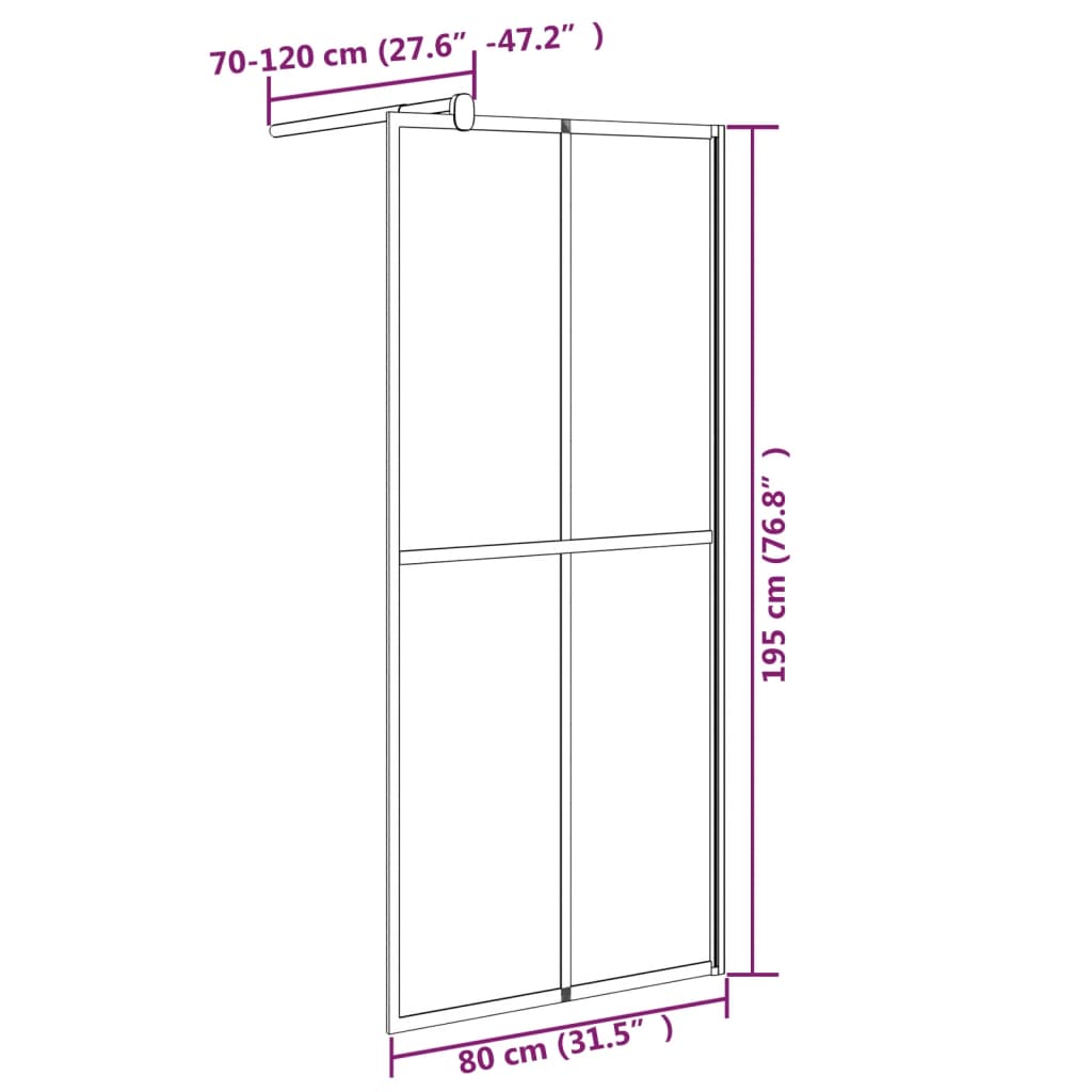 Walk-in Shower Screen Dark Tempered Glass - Bend