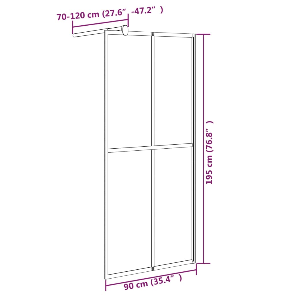 Walk-in Shower Screen 90x195cm Dark Tempered Glass - Bend