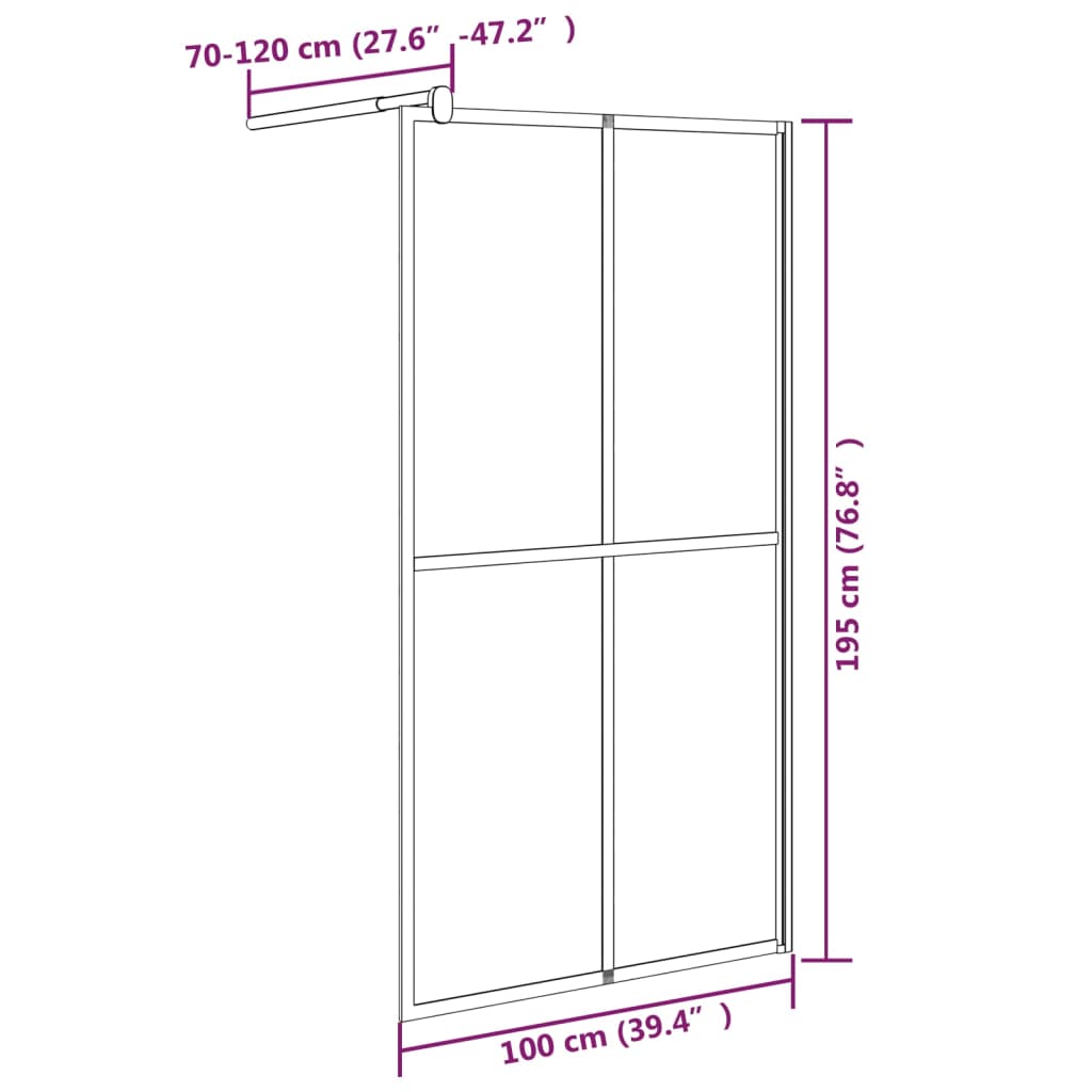 Walk-in Shower Screen Dark Tempered Glass - Bend