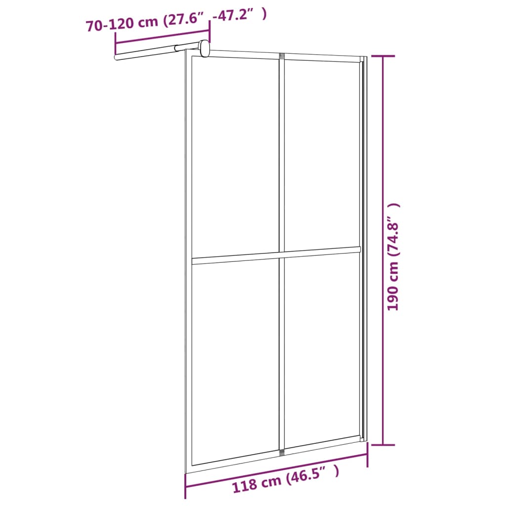 Walk-in Shower Screen 118x190 cm Dark Tempered Glass - Bend