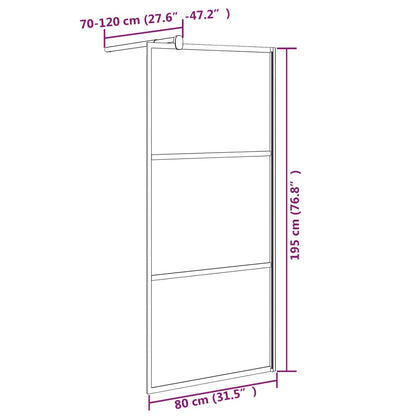 Walk-in Shower Wall 80x195cm Dark ESG Glass Black - Bend