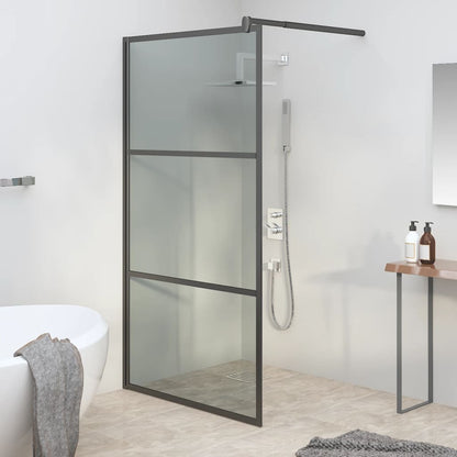 Walk-in Shower Wall 115x195cm Dark ESG Glass Black Design