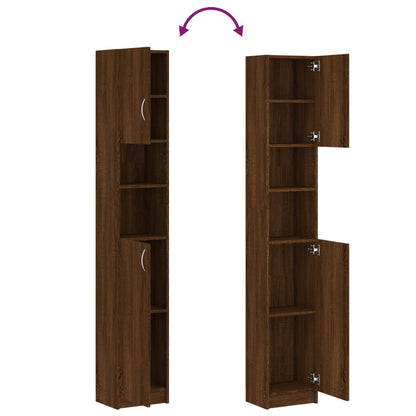 Bathroom Cabinet Brown Oak 32x25.5x190 cm Engineered Wood