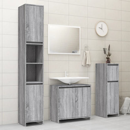 Bathroom Cabinet Grey Sonoma 30x30x95 cm Engineered Wood