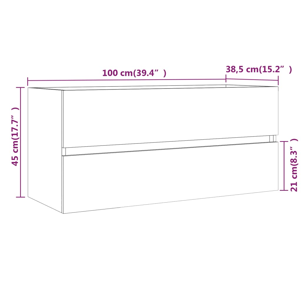 Sink Cabinet Grey Sonoma 100x38.5x45 cm Engineered Wood