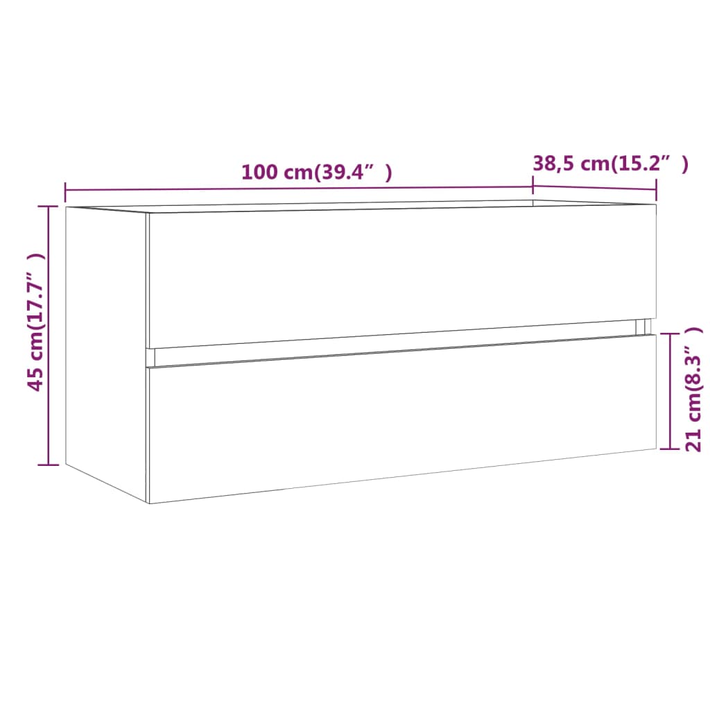 Sink Cabinet Brown Oak 100x38.5x45 cm Engineered Wood