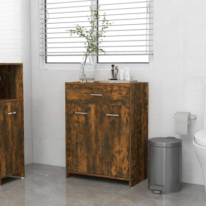 Bathroom Cabinet Smoked Oak 60x33x80 cm Engineered Wood