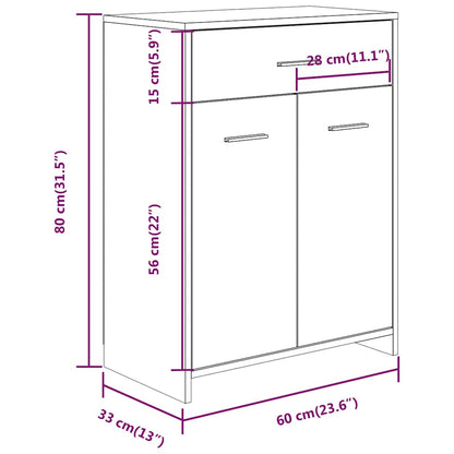 Bathroom Cabinet Grey Sonoma 60x33x80 cm Engineered Wood