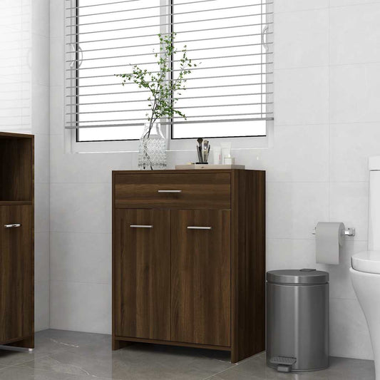 Bathroom Cabinet Brown Oak 60x33x80 cm Engineered Wood