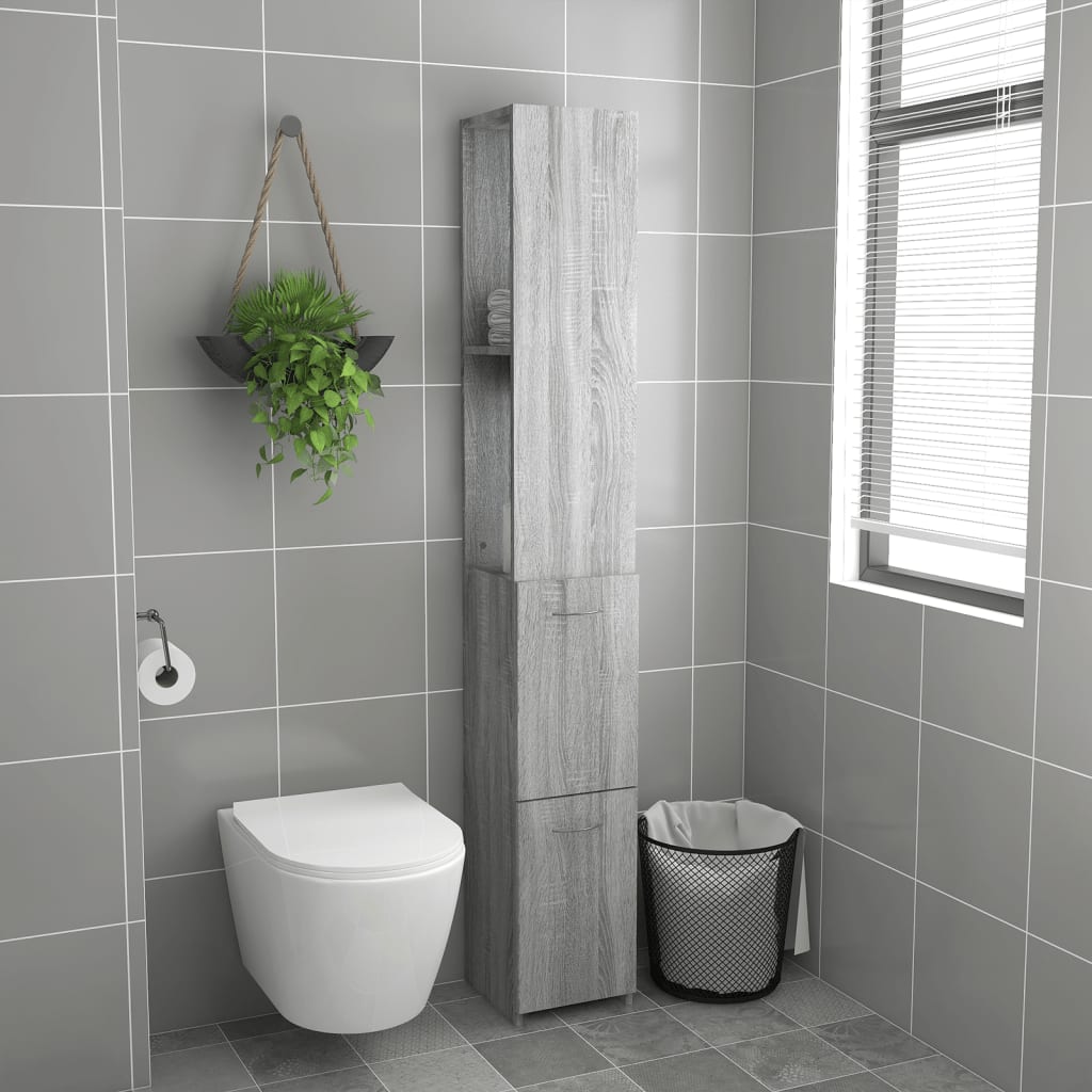 Bathroom Cabinet Grey Sonoma 25x26.5x170 cm Engineered Wood