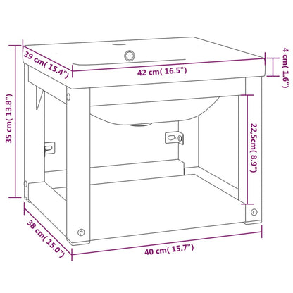 Bathroom Washbasin Frame with Built-in Basin Black Iron