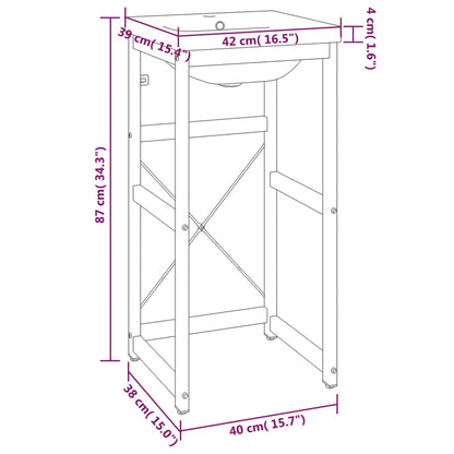 Bathroom Washbasin Frame with Built-in Basin Black Iron