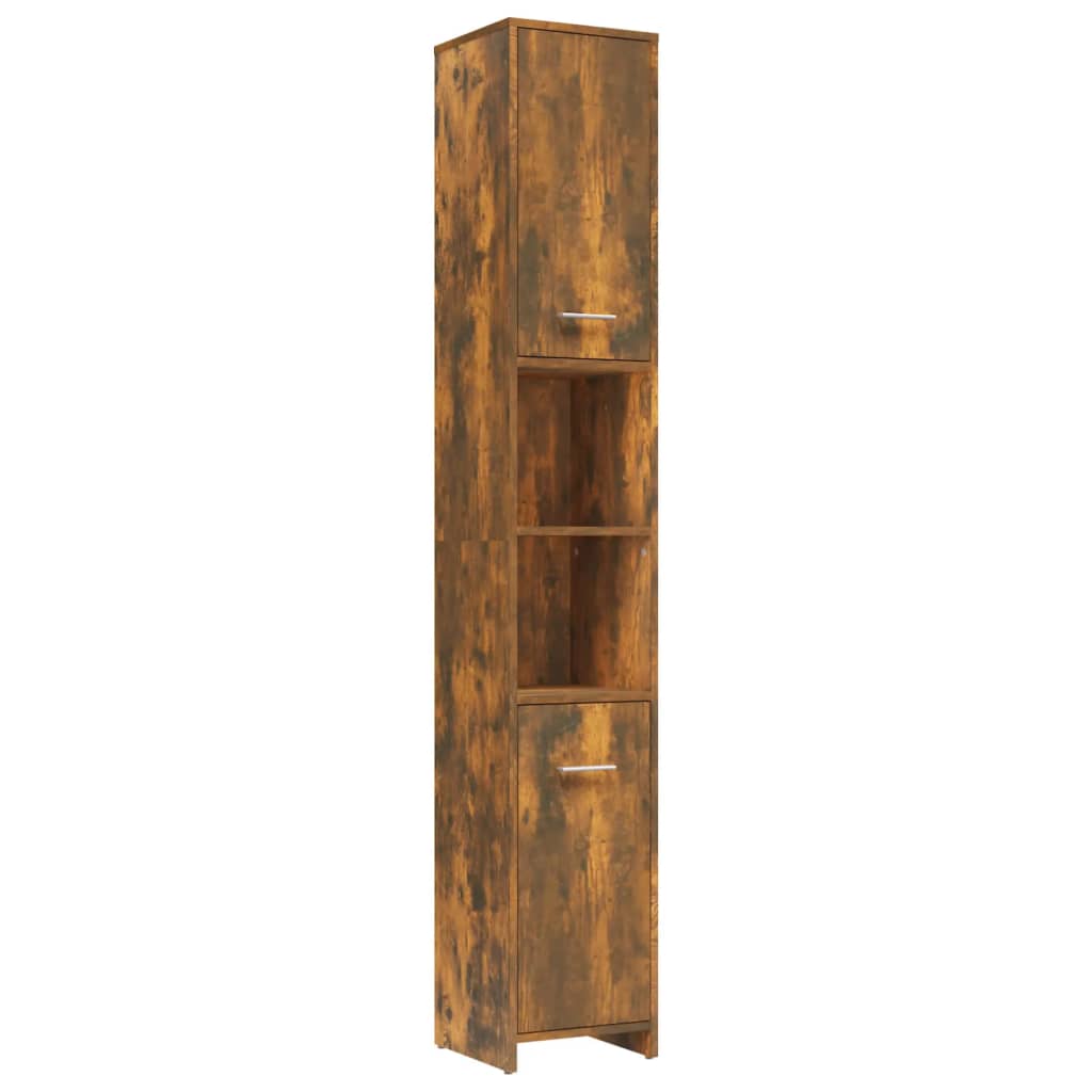 Bathroom Cabinet Smoked Oak 30x30x183.5 cm Engineered Wood