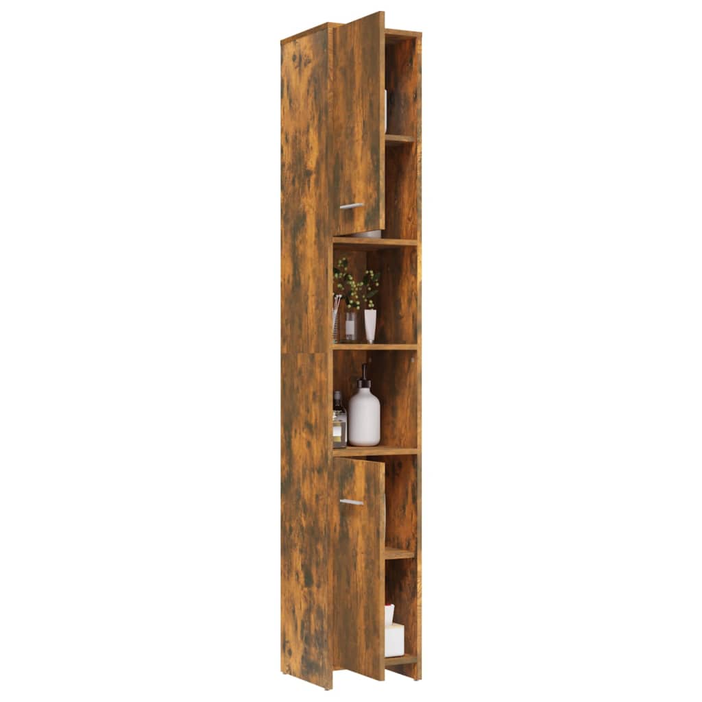 Bathroom Cabinet Smoked Oak 30x30x183.5 cm Engineered Wood