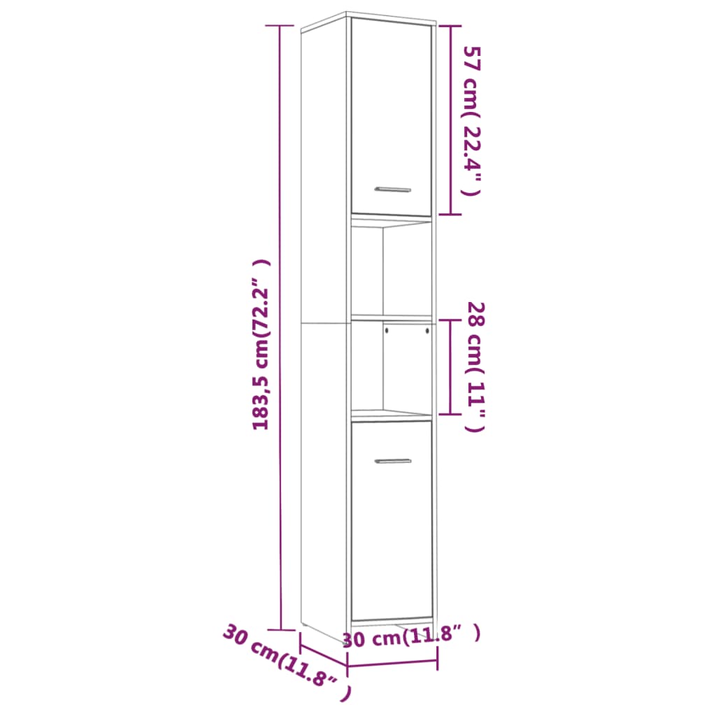 Bathroom Cabinet Smoked Oak 30x30x183.5 cm Engineered Wood