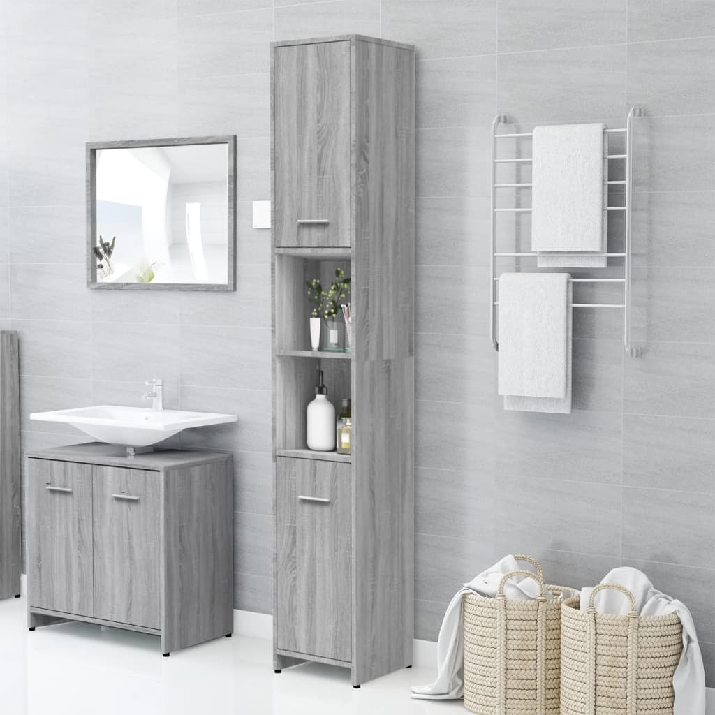 Bathroom Cabinet Grey Sonoma 30x30x183.5 cm Engineered Wood