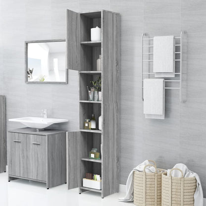 Bathroom Cabinet Grey Sonoma 30x30x183.5 cm Engineered Wood