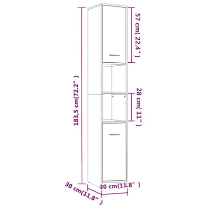 Bathroom Cabinet Grey Sonoma 30x30x183.5 cm Engineered Wood