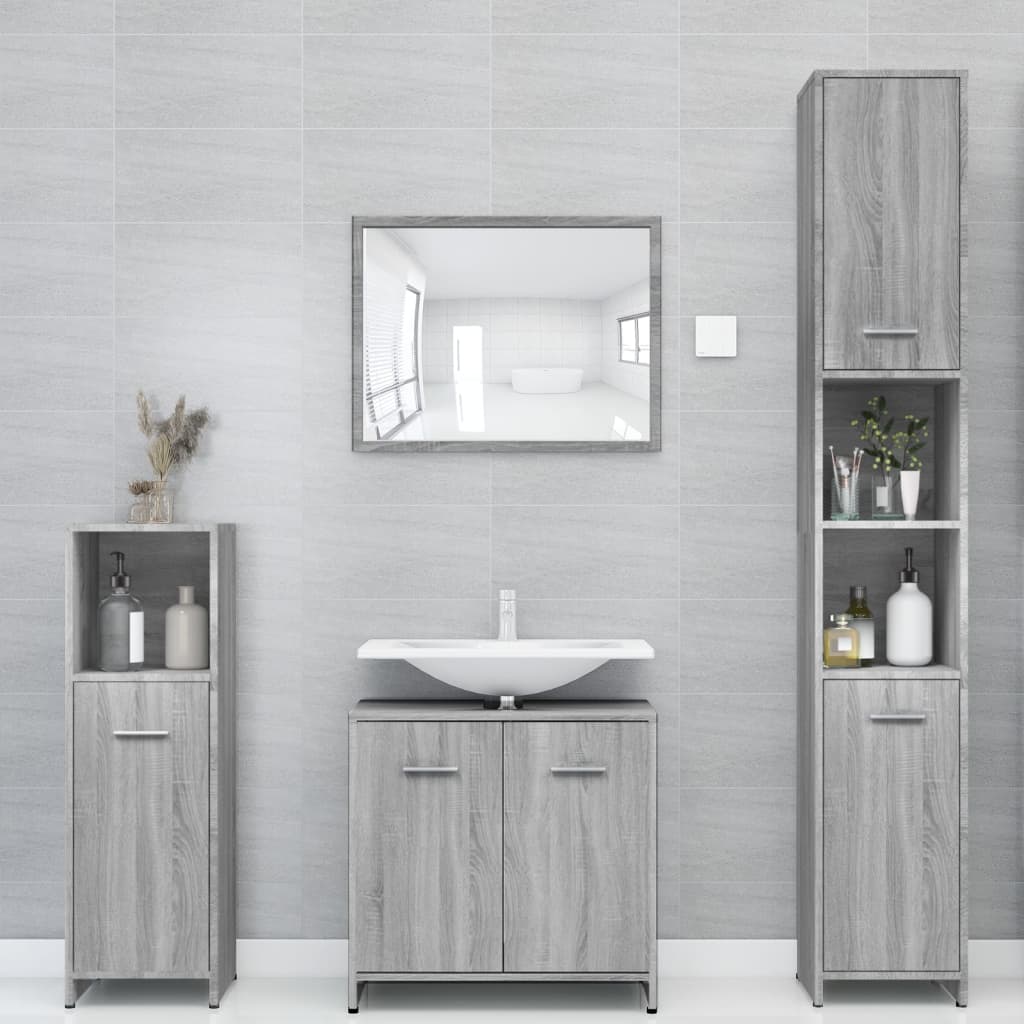 Bathroom Cabinet Grey Sonoma 30x30x183.5 cm Engineered Wood