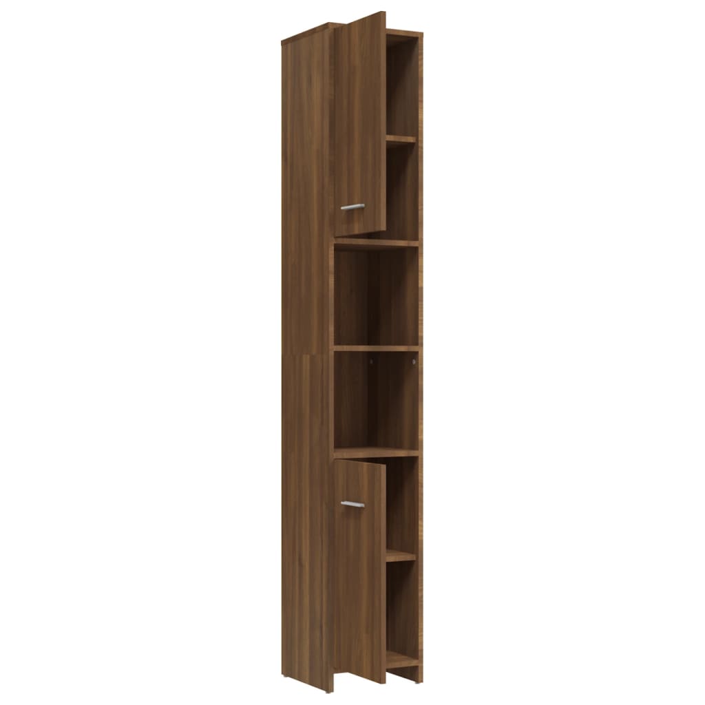 Bathroom Cabinet Brown Oak 30x30x183.5 cm Engineered Wood