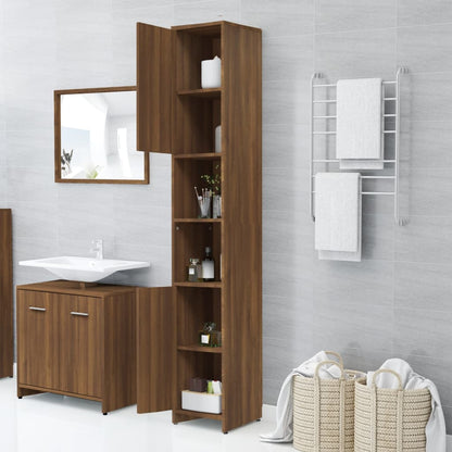 Bathroom Cabinet Brown Oak 30x30x183.5 cm Engineered Wood