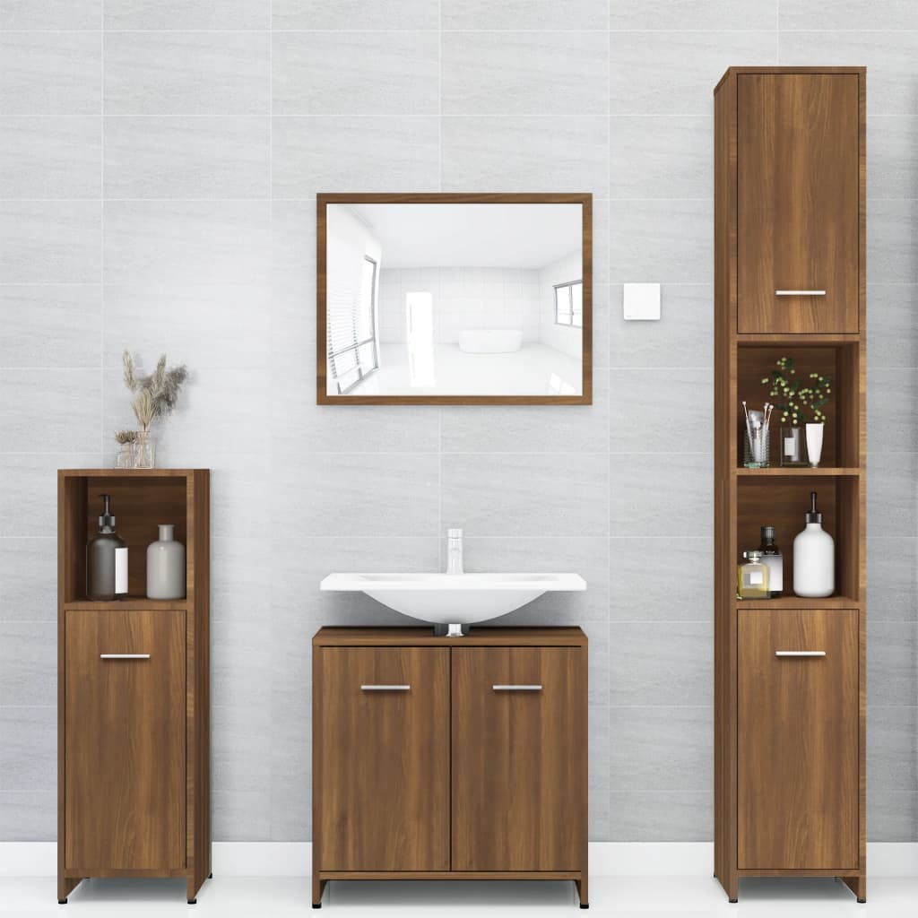 Bathroom Cabinet Brown Oak 30x30x183.5 cm Engineered Wood