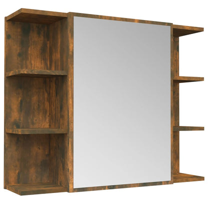 Bathroom Mirror Cabinet Smoked Oak 80x20.5x64 cm Engineered Wood