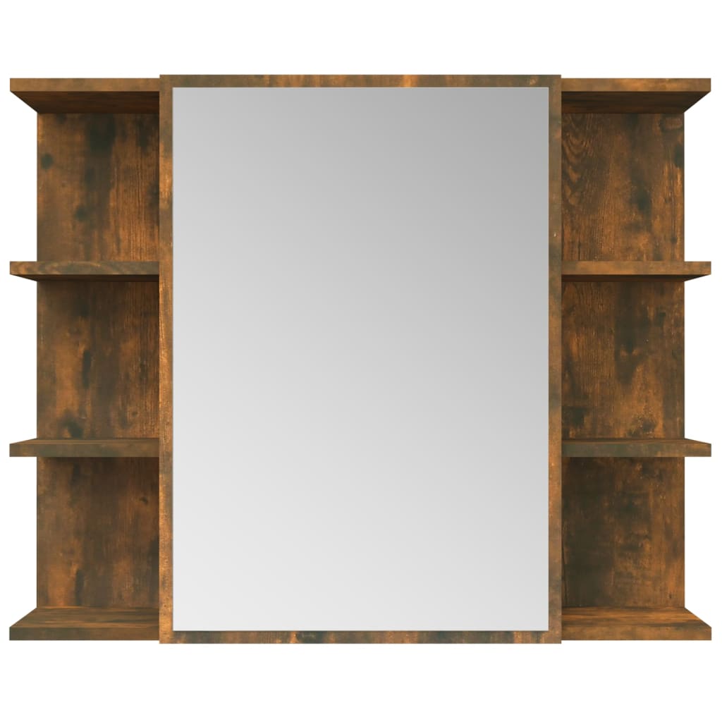 Bathroom Mirror Cabinet Smoked Oak 80x20.5x64 cm Engineered Wood