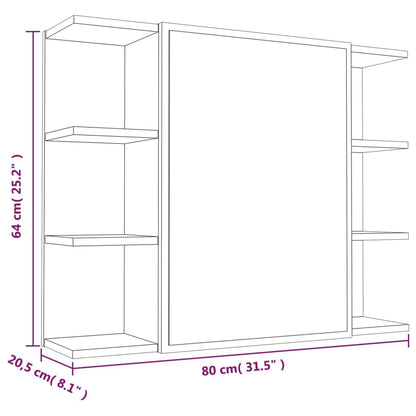 Bathroom Mirror Cabinet Smoked Oak 80x20.5x64 cm Engineered Wood