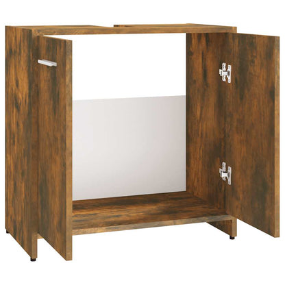 Bathroom Cabinet Smoked Oak 60x33x60 cm Engineered Wood