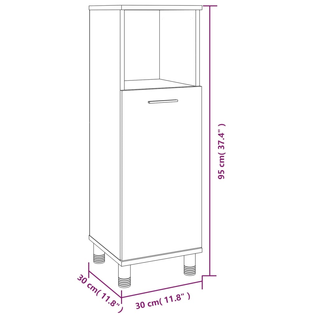 Bathroom Cabinet Smoked Oak 30x30x95 cm Engineered Wood