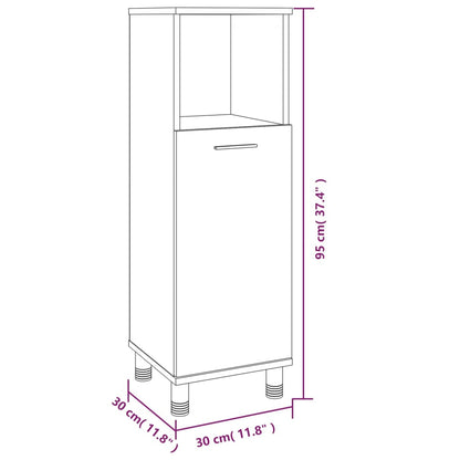 Bathroom Cabinet Smoked Oak 30x30x95 cm Engineered Wood