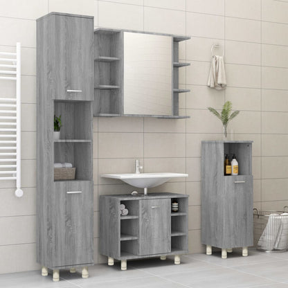 Bathroom Cabinet Grey Sonoma 30x30x95 cm Engineered Wood