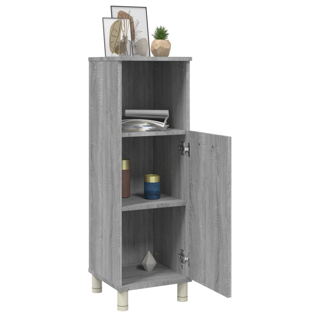 Bathroom Cabinet Grey Sonoma 30x30x95 cm Engineered Wood