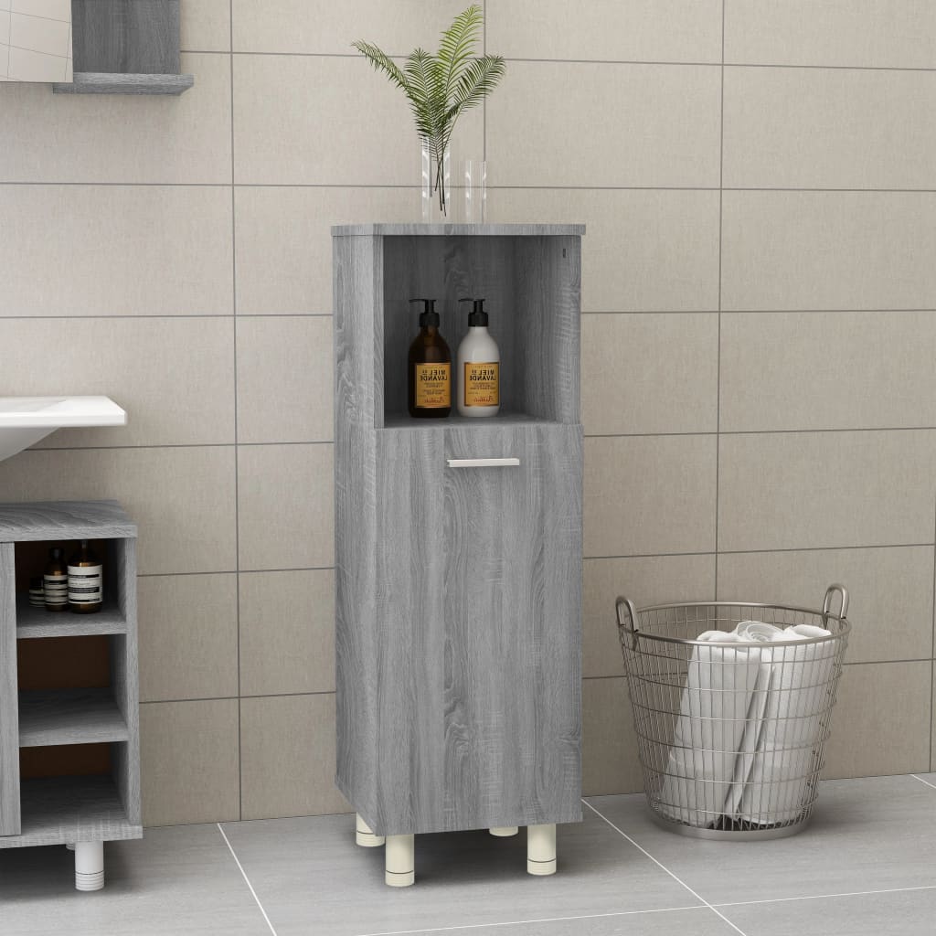 Bathroom Cabinet Grey Sonoma 30x30x95 cm Engineered Wood