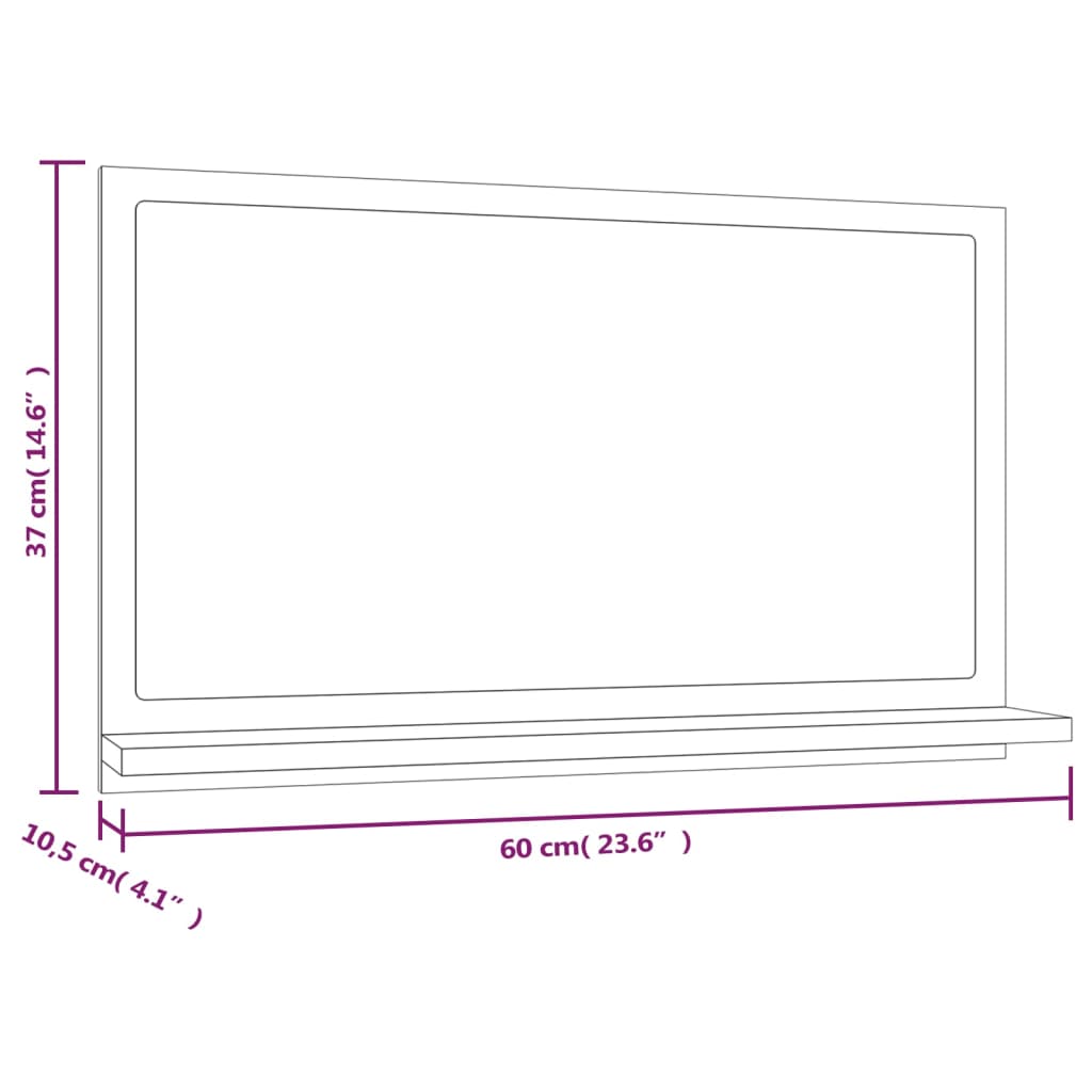 Bathroom Mirror Engineered Wood in Various Colors and Sizes - Bend