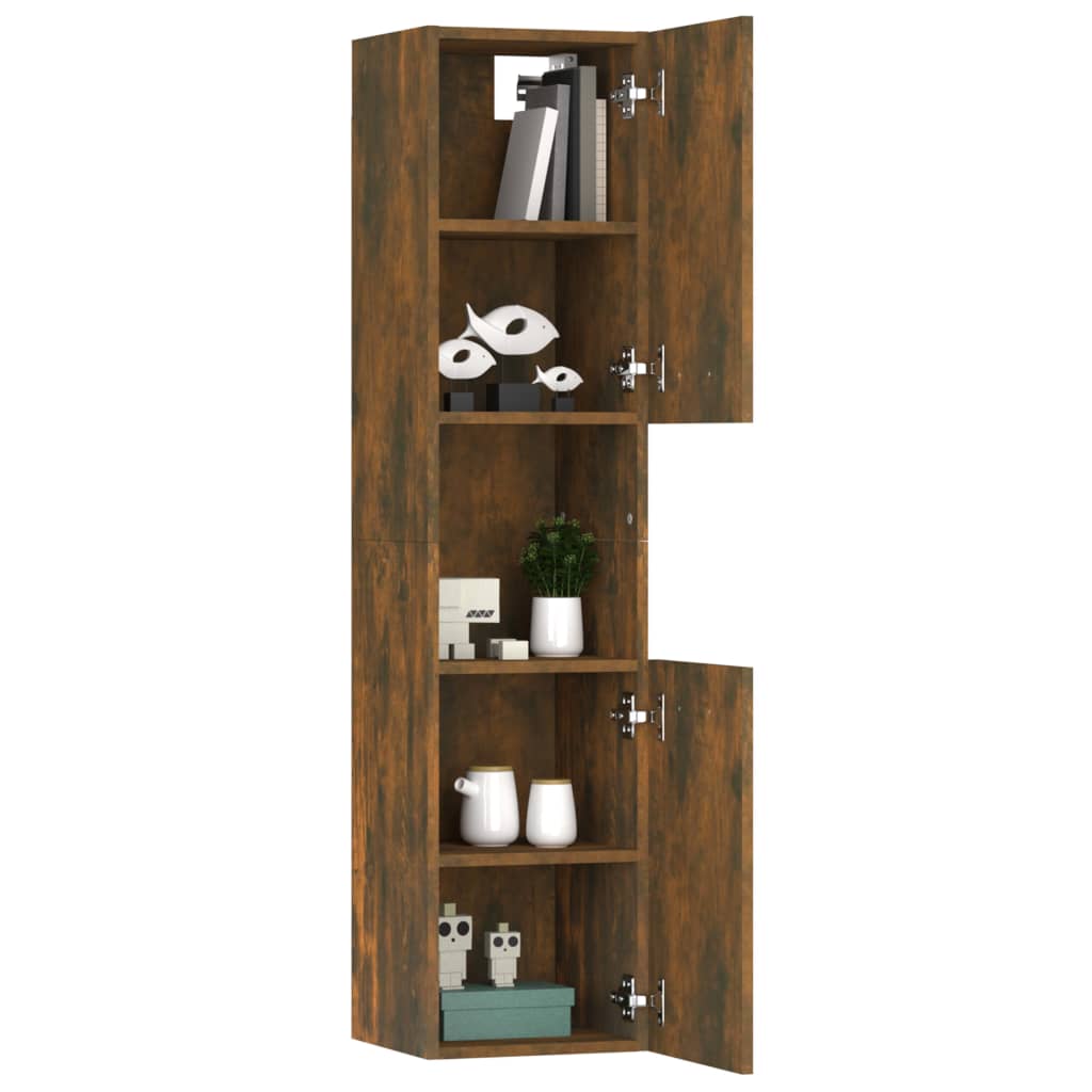 Bathroom Cabinet Smoked Oak 30x30x130 cm Engineered Wood