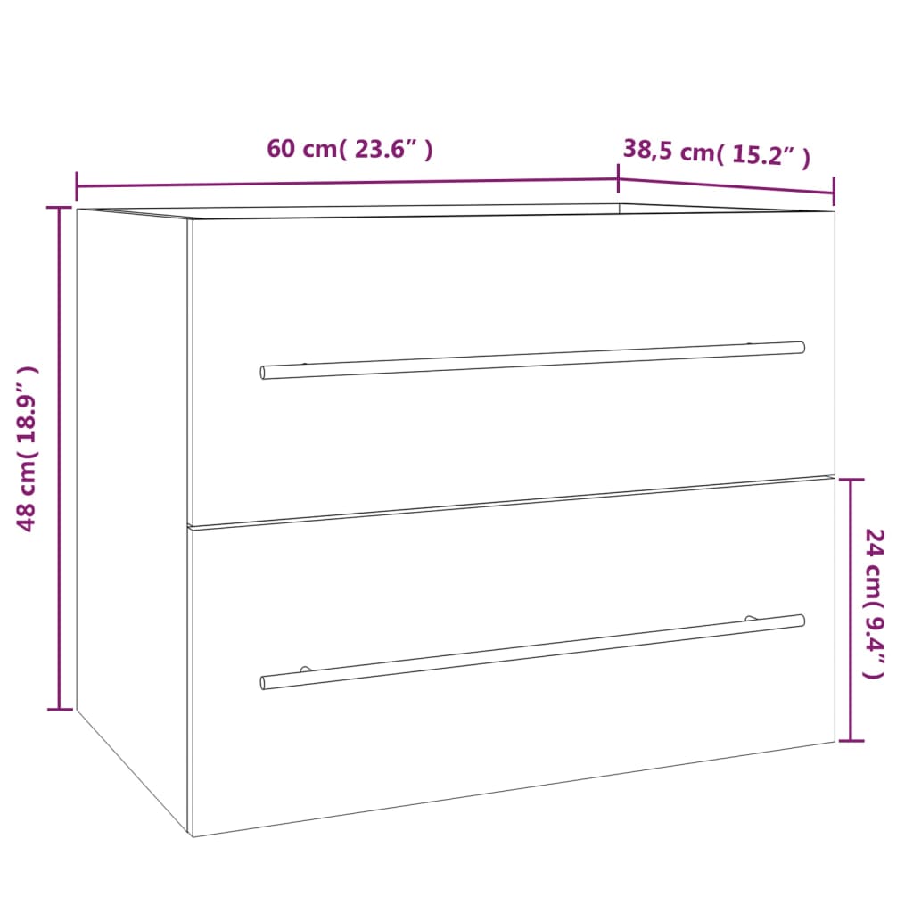 Sink Cabinet Smoked Oak 60x38.5x48 cm Engineered Wood